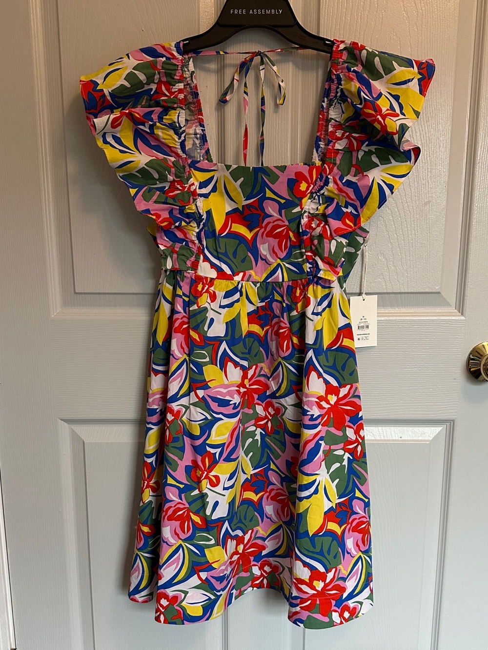 Flutter-Sleeve Floral Mini Dress in Multi-Color by Free Assembly